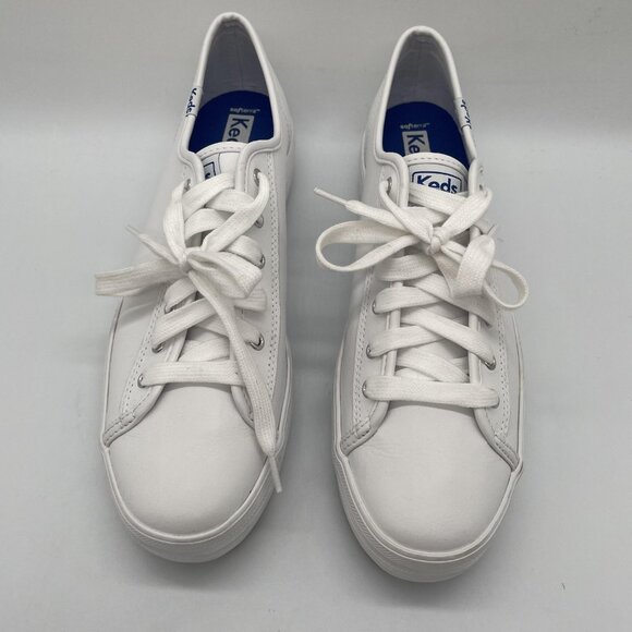 Keds Triple Kick Leather Platform Shoes Womens Size 9 White Sneakers Preppy - Picture 3 of 13